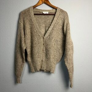 Vintage JG Hook Mohair Blend Lightweight Cardigan Sweater Monochrome Lg Neutral
